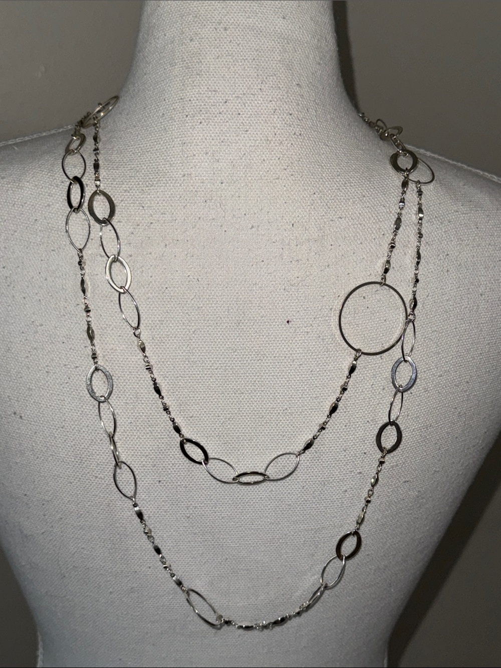 Omen’s Silver Multilink Long Necklace